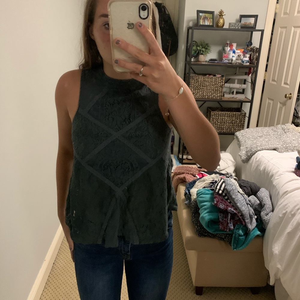 Green halter tank top